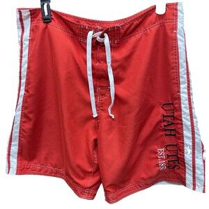 UTAH UTES est 1850 NCAA vintage red & white lined basketball shorts men's Sz 2XL